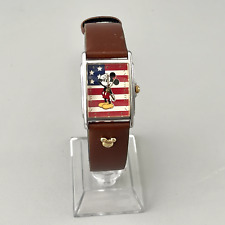 Disney Watch Mickey Mouse American Flag Patriotic Rectangle Dial NEW BATTERY picture