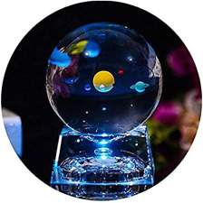 Solar System 3D Crystal Ball with LED lamp Base Clear 80mm (3.15 inch) Glass Bir picture