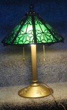 Antique 1920s Art Deco Bradley Hubbard GREEN Slag Glass Table Lamp - BEAUTY picture