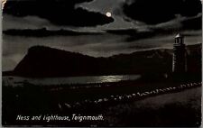 c1910 TEIGNMOUTH ENGLAND NESS AND LIGHTHOUSE NIGHT POSTCARD 29-195 picture