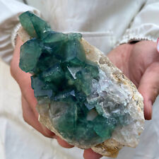 645g NATURAL Green Cube FLUORITE Quartz Crystal Cluster Mineral Specimen picture