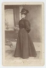 Antique c1880s Cabinet Card Lovely Woman in Stunning Dress & Hat Shamokin, PA picture