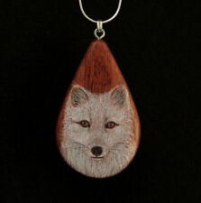 Arctic Fox on Bubinga Wood Pendant picture