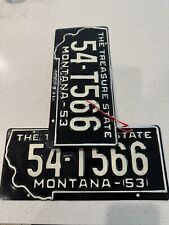 Vintage Montana 1953 Auto License Plate Set. Park Co.Garage Wall Decor Collector picture