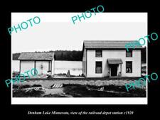 OLD 8x6 HISTORIC PHOTO OF DENHAM LAKE MINNESOTA THE RAILROAD DEPOTc1920 picture