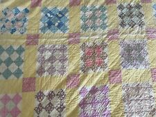 Vintage 1890s Antique Handmade Hand Sewn Patch Work Quilt 67”x 63”, Spring color picture