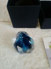 Rare Medium Signed Correia 2013 Art Glass Paperweight Abstract Turquoise. picture