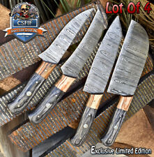 CSFIF Custom Chef Knife Twist Damascus Hard Wood Lot of 4 Outdoor picture