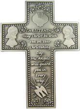 Silver Pewter Wall Hanging Christening Cross, Religious Gifts & Decor picture