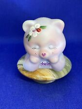 Fenton Rosalene Satin Floral Hand Painted Prone Bear 2005 Signed Ltded 100 Years picture