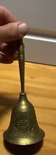 Vintage Engraved Brass Hand Bell with Thin Handle Made In India 6.5