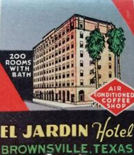 El Jardin hotel Brownsville Texas vintage matchbook full unstruck 1930's picture