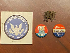 Vtg Political Button Pin Lot IKE, 1952 Pin Roosevelt & Nixon, IKE Silver Dollar picture