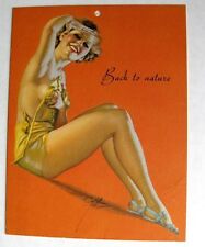 1940s Earl Moran Pinup Girl Picture Blond Holding Shirt Up Back to Nature picture