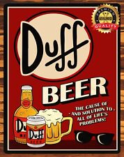Duff Beer - The Solution To All Of Life's Problems - Metal Beer Sign 11 x 14 picture