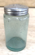 Antique Aqua Blue Salt Pepper Shaker Blown Thick Glass picture