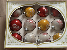 Vintage 1960's Box Shiny Brite Christmas Ornaments Rounds Glitter Paint Decor picture