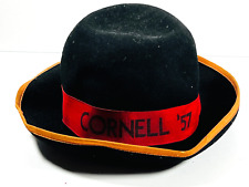 RARE 1957 vtg Cornell University Felt Bowler hat w/ Ribbon ivy league picture