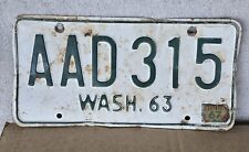 Vintage 1963 Washington License Plate 