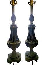 Vintage Stiffel Pair Brass Pineapple Black Enamel Table Lamps 26
