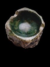 Vintage Italian Heavy Alabaster Stone Ashtray Green MCM Hand Carved Italy  picture