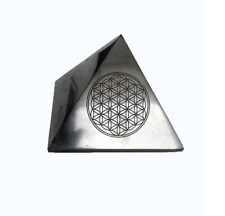 Polished shungite pyramid 70x70mm 2,75 Flower of life Karelia EMF protection picture