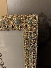 Olivia Riegel Frame Gold Fontaine Austrian Crystal & Turquoise 8x10 Picture NIB picture
