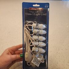 New Vintage Holiday Time Christmas Village 5 In 1 Light Cord w Clips picture