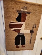 Vintage Peruvian South American Andean Handwoven Rug Tapestry Wall Art Man Staff picture