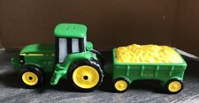 1998 John Deere Tractor And Wagon Ceramic Salt And Pepper Shaker Set picture