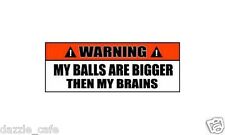 Warning Sign Stickers My Balls are Bigger then My Brains 2 PACK OWS 47 picture