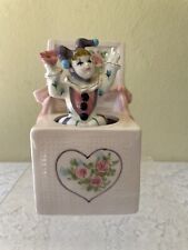 Vintage Schmid Music Box Spinning Clown “Memories” Theme from CATS Pink Rose EUC picture