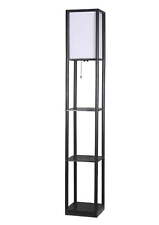 Mainstays Black Shelf Floor Lamp with White Fabric Shade - LED Bulb Included picture