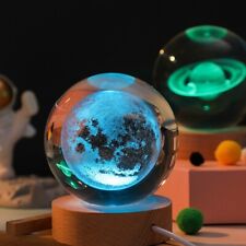 3D Crystal LED Light Solar System Ball Laser Engraved Planet Glass Cosmic Globe picture