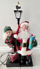 Vintage 1993 Holiday Creations Animated Dancing Santa,Girl lighted Lamp Post picture
