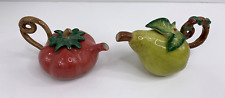 Vintage Fitz & Floyd Tomato & Pear Mini Teapot Gift Gallery Retired Ceramic picture