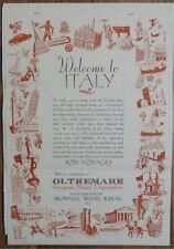 c1955 OLTREMARE EUROPEAN TRAVEL WELCOME TO ITALY DAY BY DAY ITINERARY BROWNWELL picture