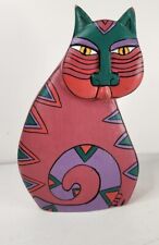 Vintage Laurel Burch Cat Wooden 1980s Folk Art Hand Carved & Painted 8