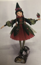 Katherine's Collection Snow Day Girl Gnome 28-028701 NEW 15.5” On Log CHRISTMAS picture