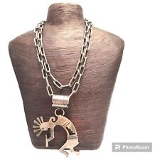 MUSEUM VINTAGE NATIVE AMERICAN NAVAJO KOKOPELLI STERLING SILVER  NECKLACE picture