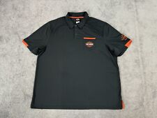 Harley Davidson Shirt Mens 3XL Black Orange Motorcycle Logo Short Sleeve Polo picture
