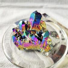 Rainbow Aura Titanium Gemstone Quartz Geode Crystal Cluster Specimens Healing picture