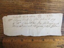 Antique Ephemera 1798 Payment Receipt Document Enfield Hinkley picture