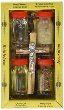 Holy Land Zuluf Set 5 in 1 Olive Wood Cross Set with 3 Bottles - Oil, Jordan picture