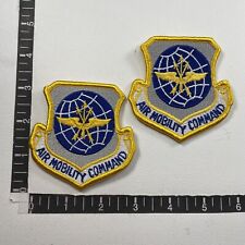 Vtg 1990s USAF US AIR FORCE AIR MOBILITY COMMAND 2 PATCHES (Hook & Loop) 00WT picture