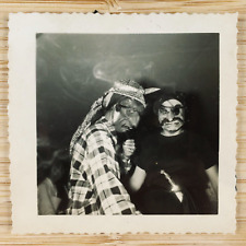 Smoky Room Masked Pirate Photo 1940s Halloween Party Mask Costume Snapshot C3009 picture