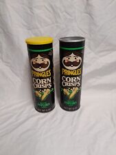 VINTAGE 1990 Pringles Corn Crisps Chips 6 Oz Cans Lot Of 2 USA MADE picture