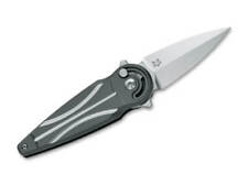 Fox Saturn Black Left Flipper Folding Knife Black Ti Handle M390 Plain 01FX937 picture