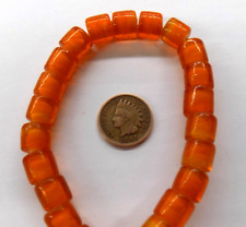 50 Old Style Greasy Orange African White Heart Trade Beads   #650  READ  picture