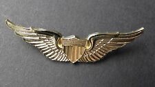 US ARMY AVIATION BASIC GOLD COLORED AVIATOR WINGS LAPEL PIN BADGE 2.6 INCHES picture